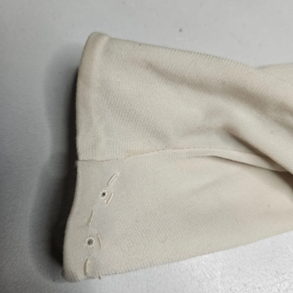 Vintage Cream Nylon Wrist Gloves Eyelet Detail Made in British Hong Kong‎ Size 6